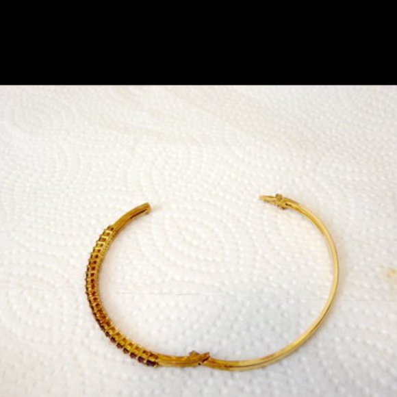 Technibond Genuine Red Garnet Gemstone Hinged Bangle Bracelet Size 7-1/2" - Picture 7 of 10